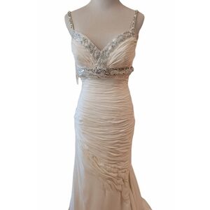 Ysa Makino Beaded Ruched Mermaid Wedding Dress